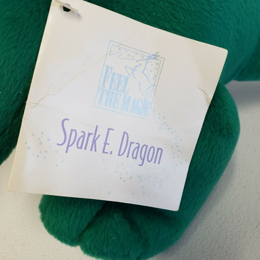 Proffitts 16" Spark E Dragon Christmas Holiday Santa Hat 1992 Vintage Plush - Picture 4 of 8